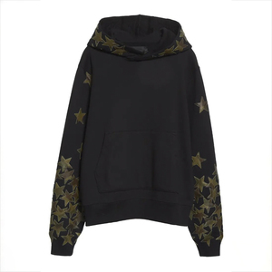 เสื้อฮู้ดปักลายดาวผ้าฝ้ายแบบสวมหัวมีฮู้ดเย็บติดไหล่เฮฟวี่เวทออกแบบได้ตามต้องการ - Product Image 6