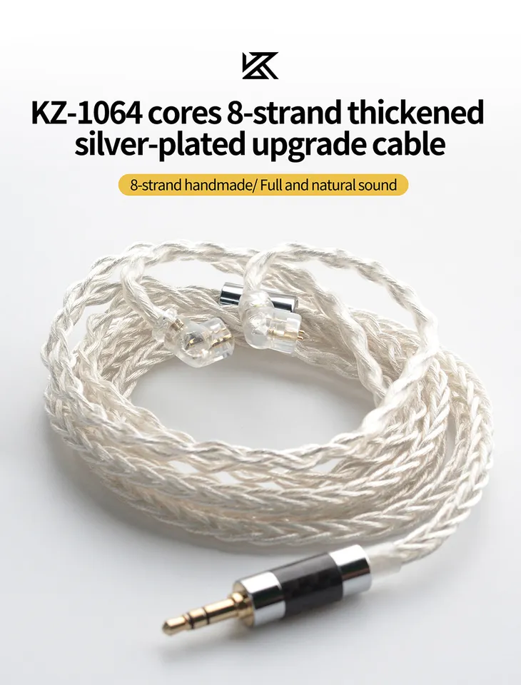 KZ 89-7 1064 Cores 8-Strand Thickened Wired Earphones Silver
