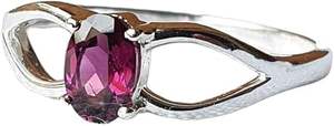 Anillo de mujer Piedra preciosa granate natural Piedra NATAL DE ENERO Boda de Navidad Joyería hecha a mano mínima Anillo de plata esterlina 925 - Product Image 2