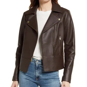 Womens Fashion 2023 New Style Top Design Solid Color Portable Comfortable Professional Hand Made Women Clothing Leather Jackets