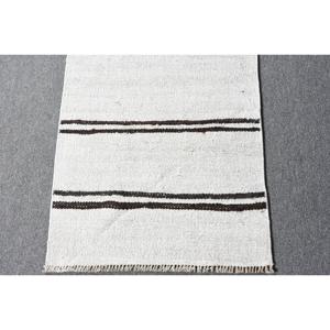 Vintage <b>Runner</b> <b>Rug</b>, 1.8x9.4 ft Turkish <b>Rug</b>, White Kilim Wool <b>Rug</b> - Product Image 4