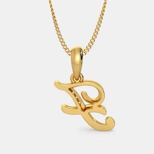 Pendentif et breloque en diamant de luxe Alphabet en or 18KT «F» Design accessoire de collier élégant - Product Image 2
