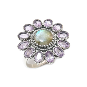 Labradorite | Kunzite พลอย925ของแข็งเงินสเตอร์ลิงแหวนเครื่องประดับขนาด10สำหรับขายในราคาที่ดีที่สุด - Product Image 1