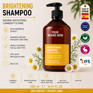 Champú Aclarante de Manzanilla de Marca Privada 500ml OEM |   Champú Hidratante Iluminador para Cabello Rubio |   España UE - Product Image 1