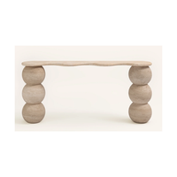 Table console en travertin de marbre Calacatta de forme unique avec pieds
