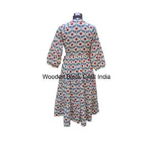 Élégant 100% coton Himanshi robe mi-longue pour les femmes à la main belle confortable été décontracté fête porter de l'Inde - Product Image 6