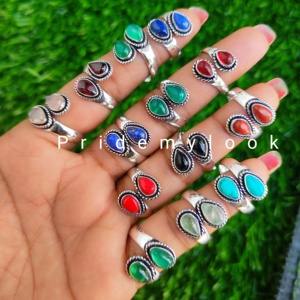 แหวนพลอยธรรมชาติผสมชุบเงินสเตอร์ลิงปรับขนาดได้ ขายส่งยอดนิยม เครื่องประดับทองเหลืองกันน้ำสูง ผลิตตามแบบ ODM เพชร - Product Image 3