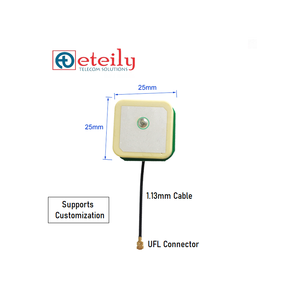 ETEILY alta precisión baja pérdida GPS/GLONASS parche activo antena 25*25 1,13mm Cable con conector UFL hecho en India - Product Image 4