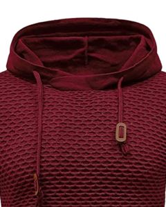Sweat-shirt à capuche en tricot texturé marron personnalisé pour homme, manches longues, décontracté, streetwear, vêtements d'hiver avec capuche et cordon de serrage - Product Image 4