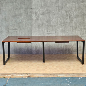 Concept 240x120 Trapeze Assembly Meeting <b>Table</b> HBTC012 Modern Minimalist Design Solid Wood and Metal for <b>Office</b> or Hotel Use - Product Image 3