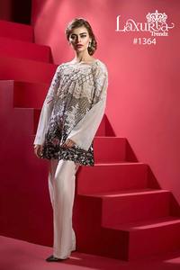 Traje Salwar Indio de Diseño Étnico Moderno, Nuevo, Hecho a Mano, Kurti, Pantalón y Dupatta para Mujer, con Bordado en Organza, Estilo Pakistaní - Product Image 2