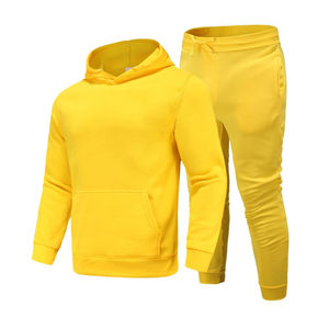 Survêtements de jogging en coton épais unisexe pour hommes, survêtements décontractés avec logo personnalisé, avec capuche, ensemble de survêtements à capuche unis pour hommes, OEM - Product Image 4