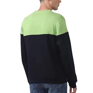 Men green and <b>black</b> color sweatshirt casual crew neck pullover long sleeve cotton <b>fleece</b> sweater stylish summer wear top 2027 - Product Image 3