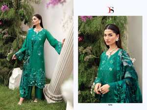 Salwar Kameez pakistanais en coton avec auto-broderie et patchs attachés Prix de gros pour une tenue de fête - Product Image 4