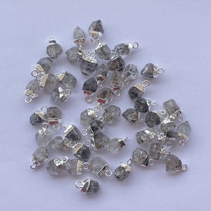 Colgante de conector de piedra en bruto de cuarzo Herkimer Natural en plata de ley 925 joyería de tendencia última piedra preciosa en bruto en línea Real - Product Image 4