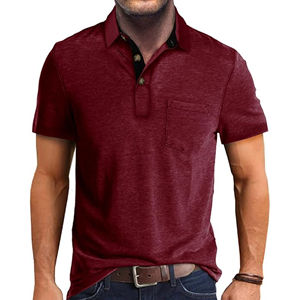 Polo de manga corta para hombre con cuello acanalado y ajuste a medida, ideal para uso diario, uniforme de oficina y logotipo bordado personalizado - Product Image 5