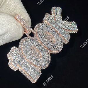 Colgante de nombre inicial personalizado S925 VVS D Lab Grown Diamond Letter Chain Full Iced Out Charm para hombres y mujeres Estilo de moda - Product Image 1