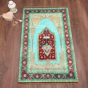 Red Muslim Prayer <b>Rug</b>: 3D Printed Religious Area <b>Rug</b>,Nonwoven <b>Thin</b> <b>Rug</b> - Product Image 4