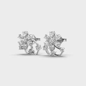 Pendientes de Diamantes de Corte Pera con Diseño Floral de Lujo en Oro Rosa/Amarillo/Blanco de 9K |   Joyería Certificada IGI para Fiestas y Regalos - Product Image 3