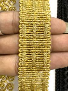 High Quality Gold Embroidered Lace Sparkling Sequins Intricately Designed Premium Border Trim for Bulk Customization for Bags - Product Image 4