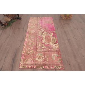 พรมตุรกีขนาด 2.6x5.8 ฟุต, พรมวินเทจลายทางสีแดง - Product Image 1