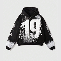 Sweat à capuche tendance pour homme, style streetwear vintage personnalisé, imprimé à la main, surdimensionné, à épaules tombantes, pour un look streetwear décontracté