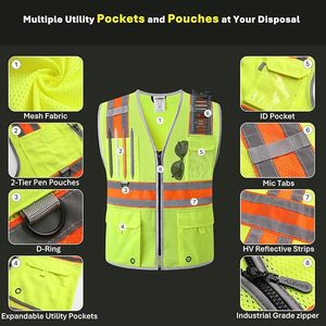 12 couleurs haute visibilité gilet viz hi vis viz gilet de sécurité de construction de travail réfléchissant (XS-8XL) - Product Image 5
