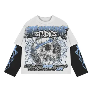 Sudaderas con capucha unisex personalizadas Sudaderas con cuello redondo para hombres con manga doble 100% algodón Impresión DTF Logotipo personalizable - Product Image 5