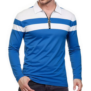 Chemise polo à manches longues pour homme 2026, chemise décontractée ajustée, chemise à patchwork de couleurs contrastées, haut en coton - Product Image 3