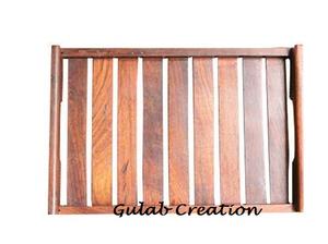 Plateau de service rectangulaire en bois de manguier fabriqué à la main avec plateau en bois de finition naturelle pour salle à manger, cuisine et décoration intérieure - Product Image 3