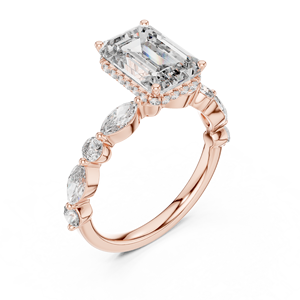 Luxury Classic Emerald Cut Diamond Engagement Ring Rose Gold Sterling Silver Alloy <b>Bridal</b> Wedding Jewelry for Women - Product Image 3