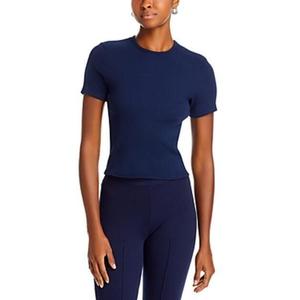 Maglietta Donni Navy in jersey a costine con scollo rotondo e funzione traspirante - Product Image 1