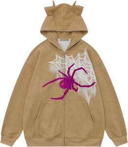 Nouvelle arrivée vert araignée à capuche tendance sweat à capuche zippé sweat à capuche streetwear mode toile d'araignée à capuche - Product Image 5