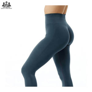 กางเกงโยคะเอวกลางแบบไร้ตะเข็บ เป็นมิตรกับสิ่งแวดล้อม สีพื้น สำหรับออกกำลังกายในยิม ฟิตเนส แอคทีฟแวร์แบบเต็มตัว ระบายอากาศได้ดี ช่วยกระชับหน้าท้อง - Product Image 5