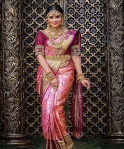 ผ้าส่าหรีสำหรับงานผ้าทอพื้นหนาลายดอกลิลลี่แบบไม่เย็บเสื้อผ้าสำหรับงานแต่งงาน - Product Image 6