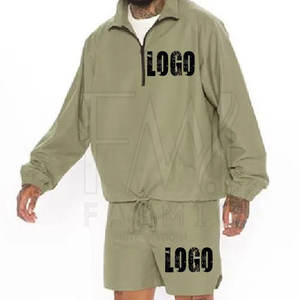 Heavy Weight Plain <b>Windbreaker</b> Sets For Men's Custom Color Street Wear Two Piece Sets With Pocket's - Product Image 1