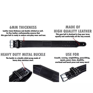 Cinturón de Levantamiento de Pesas de Cuero Genuino, Cinturón de Entrenamiento de Culturismo para Gimnasio, Soporte Lumbar, Cinturón de Levantamiento de Pesas Acolchado de 4 Pulgadas - Product Image 5