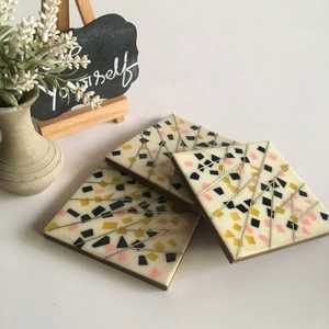 Posavasos de MDF con Diseño de Incrustaciones de Latón y Resina, Posavasos Cuadrados para Tazas de Té, para Uso en el Hogar, Hoteles y Restaurantes, Precio Bajo, Hechos a Mano en India - Product Image 4