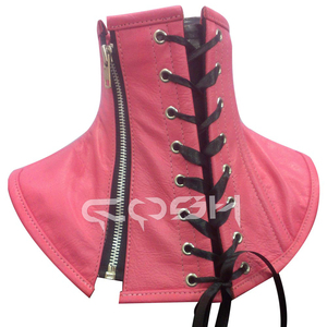 Corsé de cuello rosa brillante con varillas de acero, estilo fetiche punk. - Product Image 6