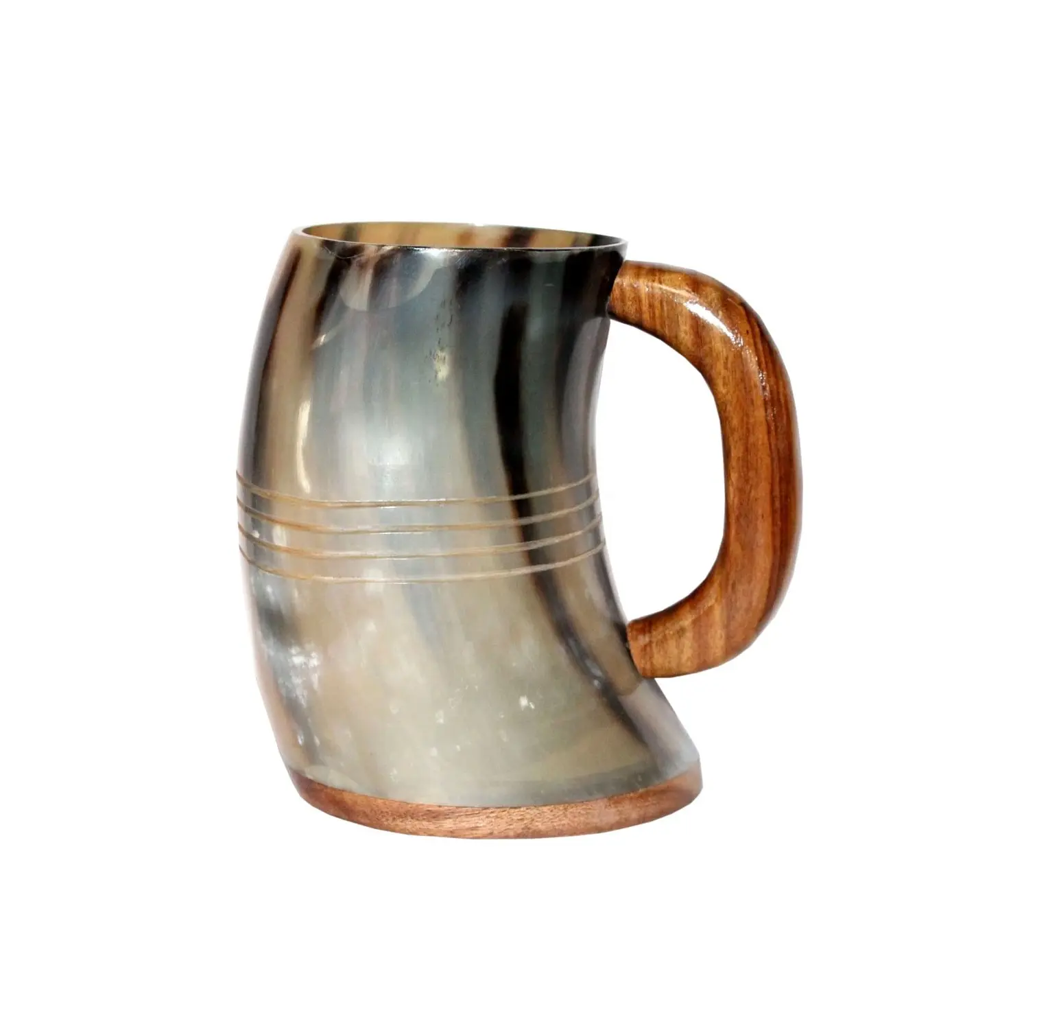 Natural buffalo horn mug viking drinking and beer mug hot quality with wood hand grip best selling