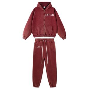 Nouveau design ensemble uni pour hommes personnalisé sport 100% coton unisexe jogging surdimensionné délavé à l'acide hommes survêtement - Product Image 5