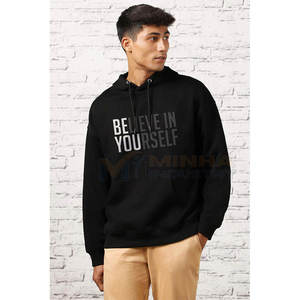 Sudadera con Capucha para Hombre Believe In Yourself, Corte Regular, Algodón French Terry, Estampado Frontal, Bolsillo, Ropa Casual de Otoño - Product Image 3