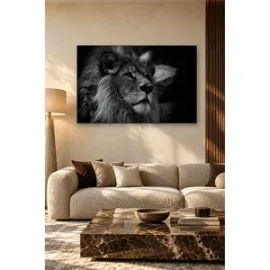 Impression sur toile en noir et blanc de Fida Young Lion Looking Up - Product Image 5