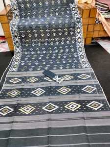 Nouveau Deshi Dhakai Jamdani Sharee Qualité d'exportation pour les femmes JAMDANI TISSU ROUGE Bleu VERT Doré Bleu Ciel du Bangladesh - Product Image 3