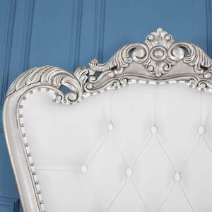 Chaise longue moderne King Lazarus en bois d'acajou, finition argentée de haute qualité, magnifiquement sculptée pour une utilisation dans le salon - Product Image 4