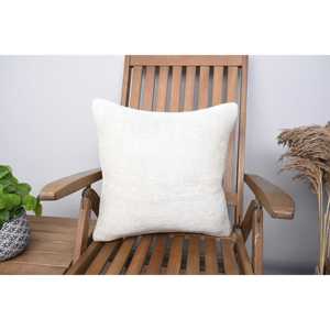 Alfombra de lana Beige de lujo de 18x18 pulgadas, almohada rústica de granja, relleno de plumas, Cuadrado tejido con estampado Vintage para otoño, decoración del hogar, uso de sofá - Product Image 1