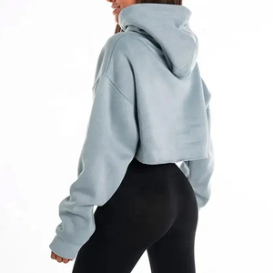 Sweat à capuche thermique en coton 100% coton surdimensionné de haute qualité, à logo personnalisé, à épaules tombantes pour femmes - Product Image 2