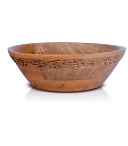 Bol décoratif en bois de manguier pour légumes Fruits et plus Bol de service en bois fait à la main Maison rustique Taille personnalisée Couleur bois naturel - Product Image 1