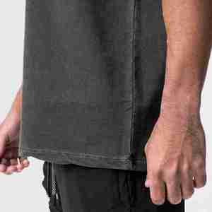 Logo personnalisable T-shirt délavé à l'acide pour hommes 100% coton manches courtes tenue décontracté motif solide tissu tricoté - Product Image 2