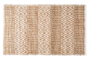 Jute Cotton Handloomพรมพรมพื้นที่บ้านไร่ธรรมชาติถักพรมเช็ดเท้าสําหรับห้องครัวEntrywayสัตว์เลี้ยงเล่น-ธรรมชาติ/สีขาว - Product Image 4